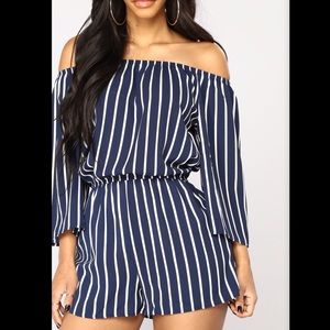 Davy Stripe Romper - Black & White